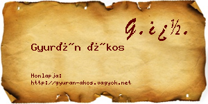 Gyurán Ákos névjegykártya